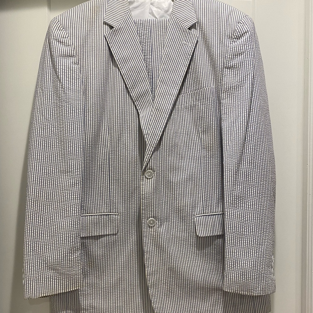 Seersucker Suit - classic blue and white